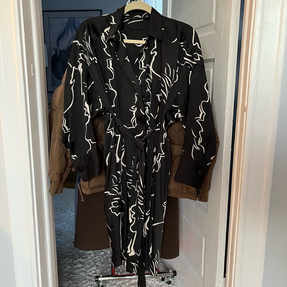 Zara Black and White Patterned Tunic/Dress